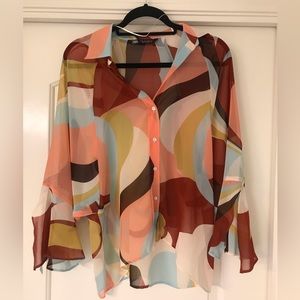 NWOT Zara Blouse Multi Fall Colors